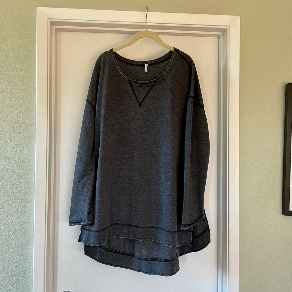 Z Supply Lightweight Side Slit Sweatshirt Top